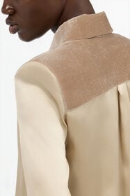 RC Beige Silk Shirt With Velvet Inserts Light Brown VWT700-SE041