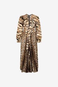 RC Vestido con estampados Tiger y Jaguar Marrón claro RKT130-SZH36