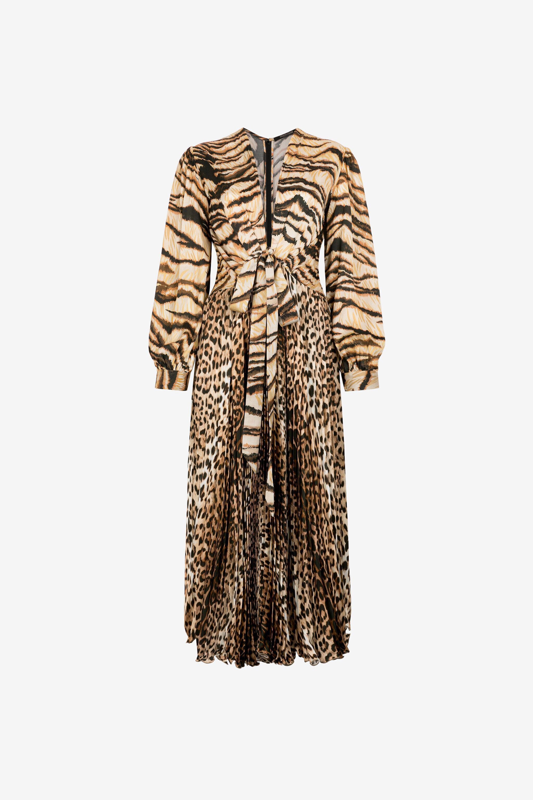 RC Animal-print knot-font midi dress RC Animal-print knot-font midi dress Light Brown RKT130-SZH36