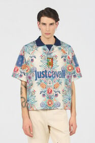 JC Tropical Garden Print T-Shirt 217 AZZURRO + 582 AR WFT054-WF084