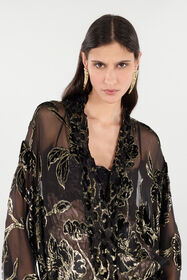 RC See-Through Robe With Floral Pattern RC See-Through Robe With Floral Pattern Black VQT502-FC006