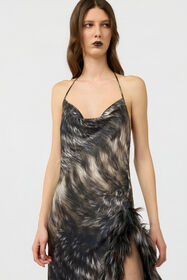 RC Dress in Silk with Fur Print RC Dress in Silk with Fur Print BLACK/BEIGE XWT151-TYT79