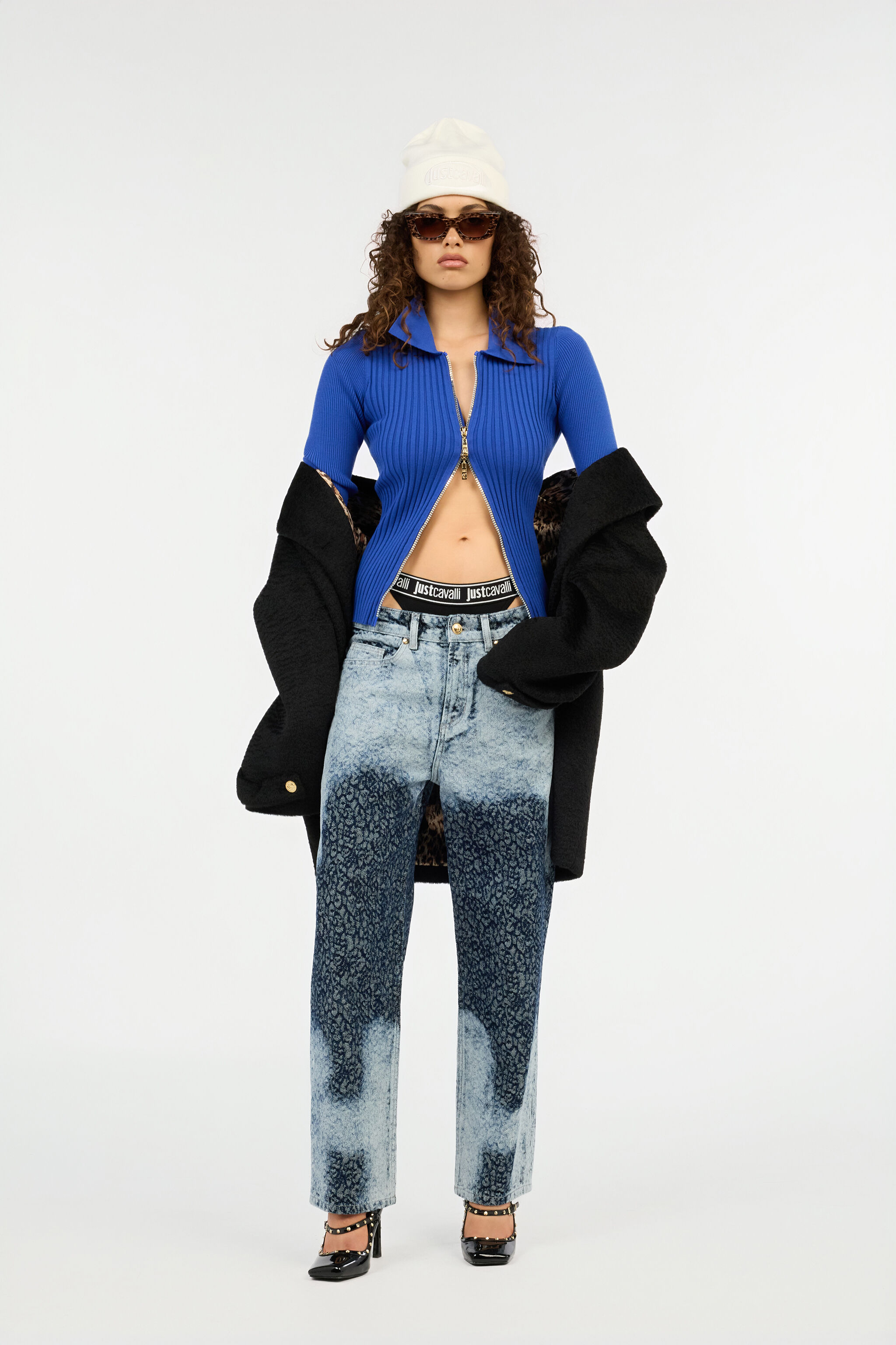 JC Blue Ribbed Zip-Up Sweater JC Blue Ribbed Zip-Up Sweater MAZARINE BLUE VFM037-VF293