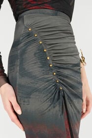 RC Mottled-Effect Midi Skirt Black/Red VQT307-NXP69