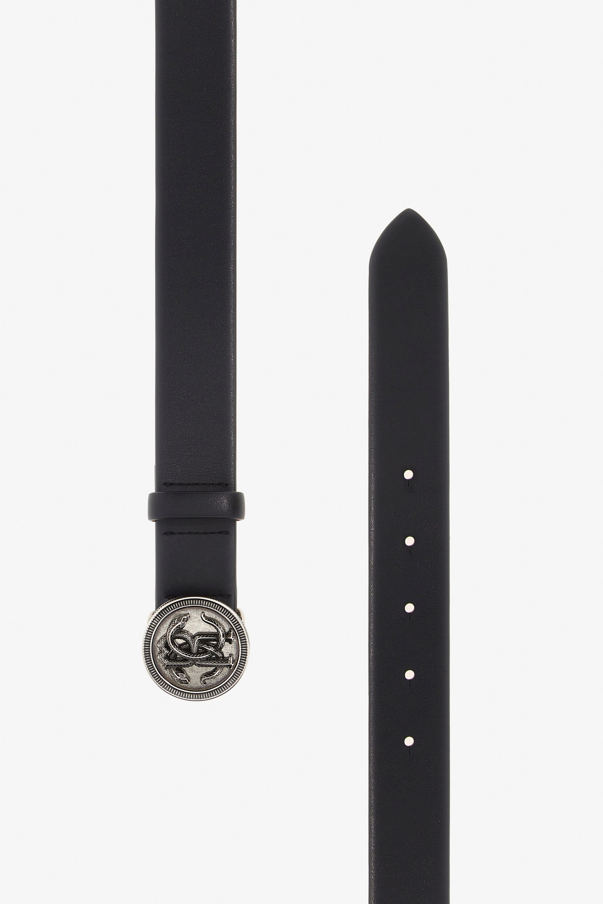 Leather Belt with Logo RC Buckle in Black for Men | Roberto Cavalli®