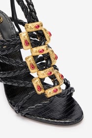 RC Black Braided Jewelled Cage Sandal Black VWS003-PZ003