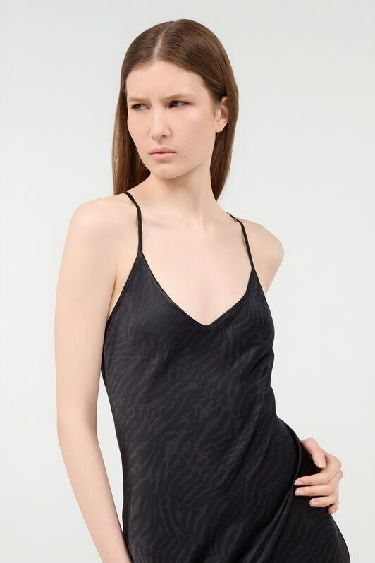RC Silk Dress With Tiger Skin Pattern BLACK POT10A-2NQ88
