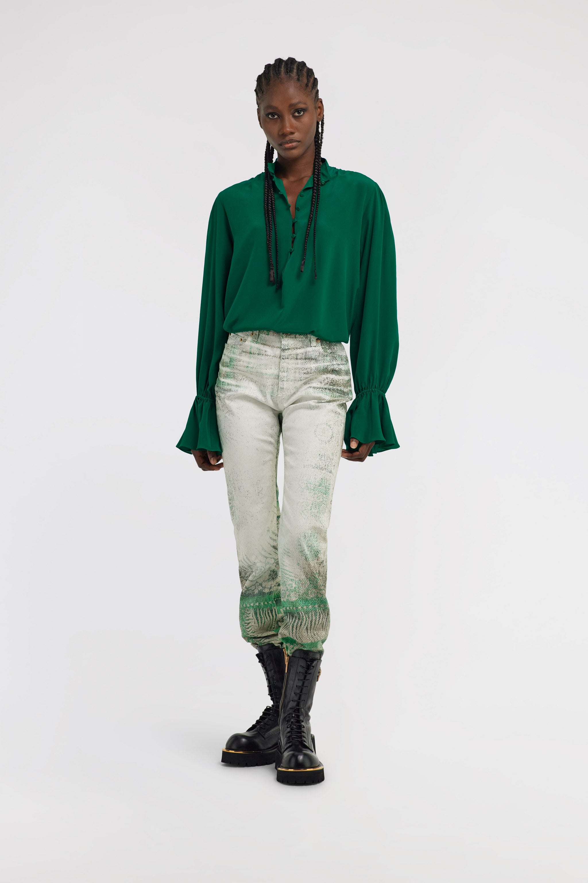 RC Camicia Verde Collo Alto Polsini Svasati Verde TKT709-SY001