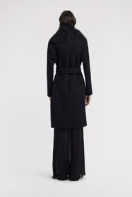 RC Coat with fur collar Black TKQ520-GA061
