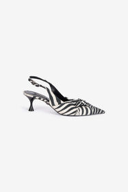 RC Slingbacks À Imprimé Zèbre Et Détail Noué Noir/Blanc UKS012-SMC77