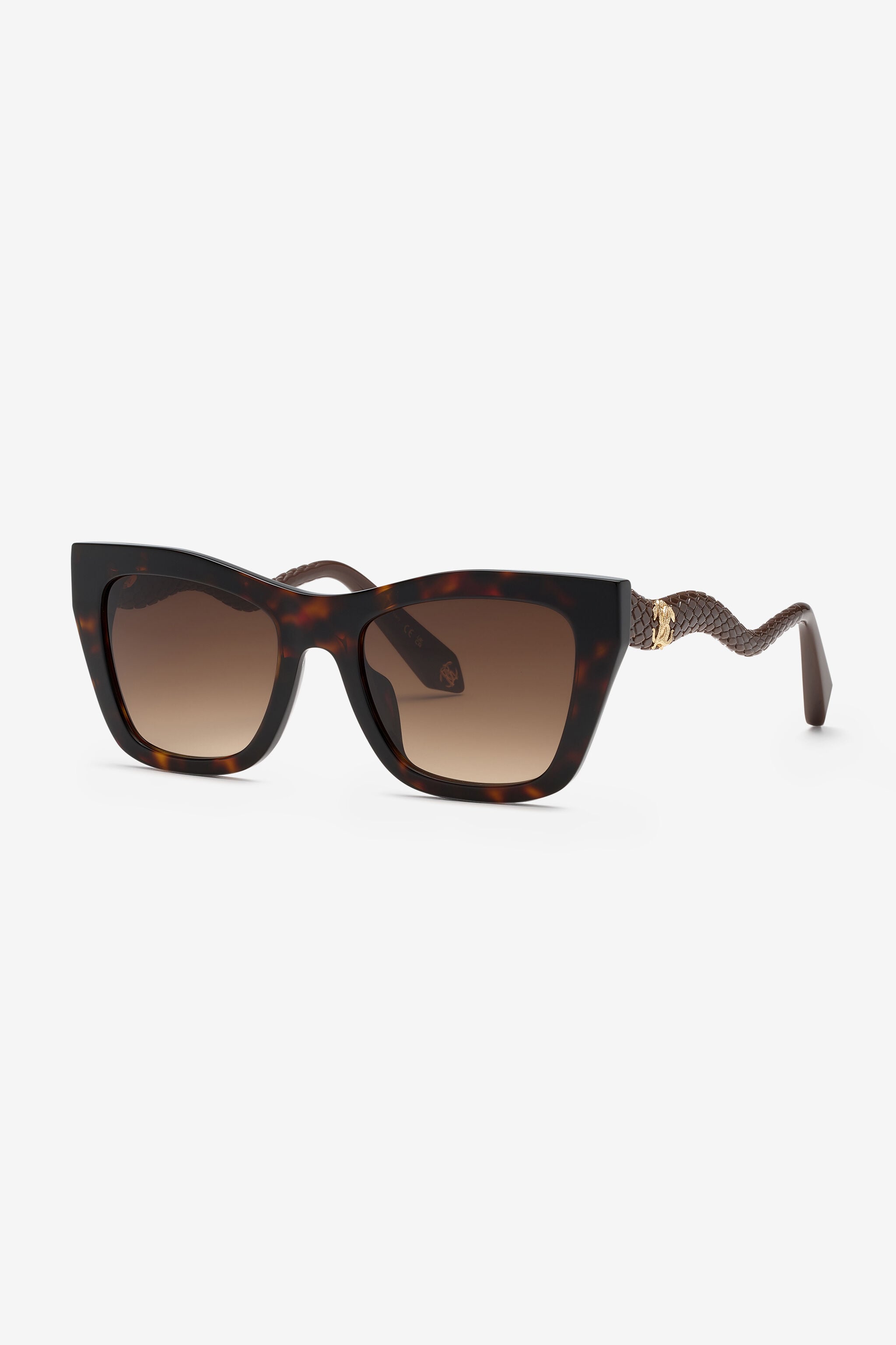 RC Lunettes de soleil géométriques avec branches effet écailles RC Lunettes de soleil géométriques avec branches effet écailles SHINY BROWN/YELLOW H UALD13-ID208
