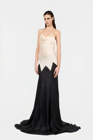 RC Silk Slip Dress AVORIO/NERO XQT135-SE001