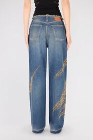 RC Jean Avec Motif Zèbre En Strass Bleu UKJ225-VT007
