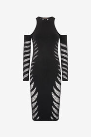 RC Midi Dress With Perforated Pattern Black UKT152-MA001