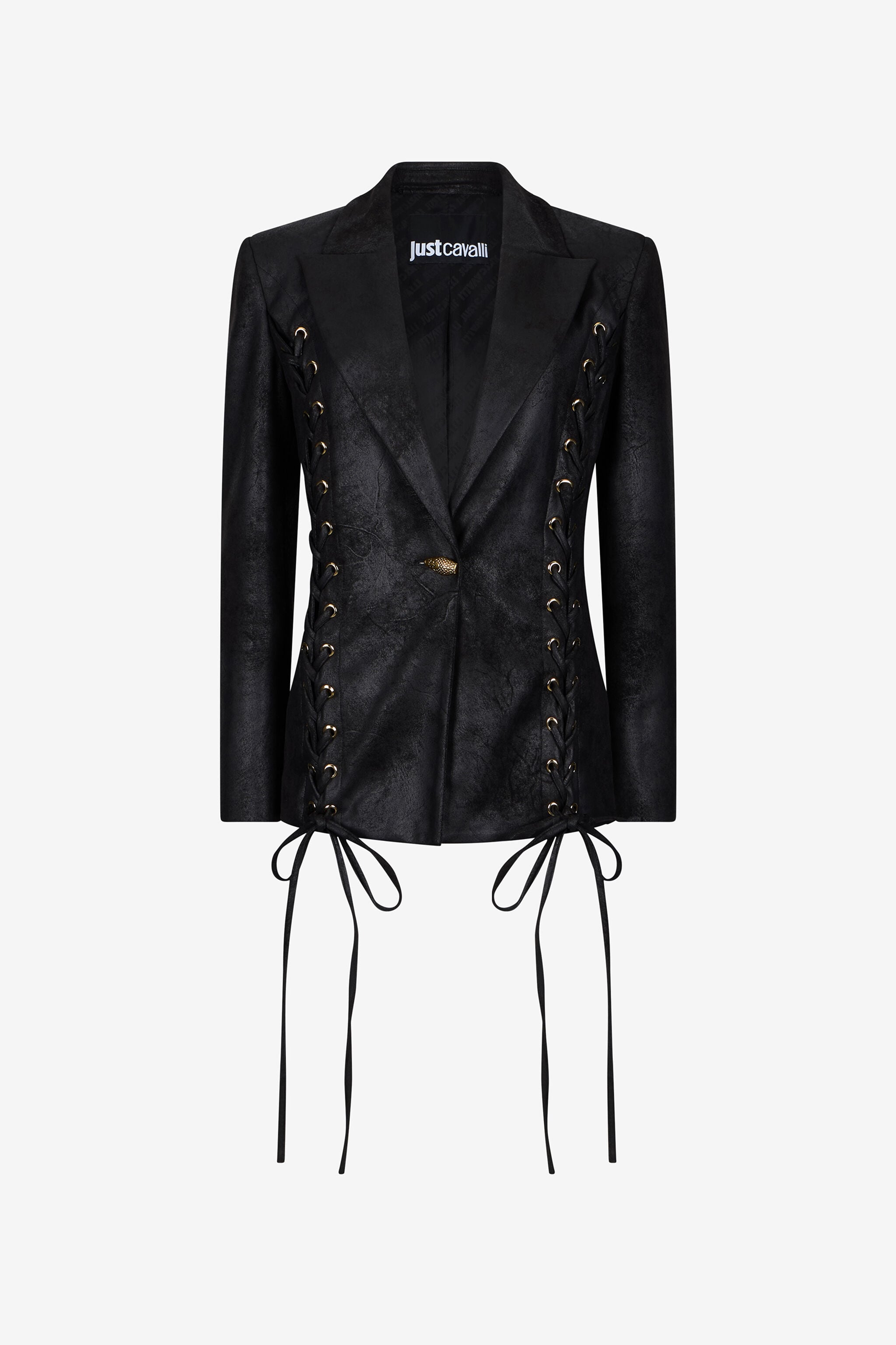 JC Schwarzer Blazer Mit Schnürdetail JC Schwarzer Blazer Mit Schnürdetail BLACK VFT305-VF455