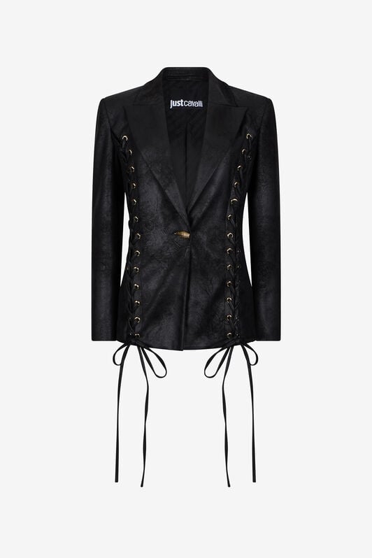 JC Schwarzer Blazer Mit Schnürdetail JC Schwarzer Blazer Mit Schnürdetail BLACK VFT305-VF455