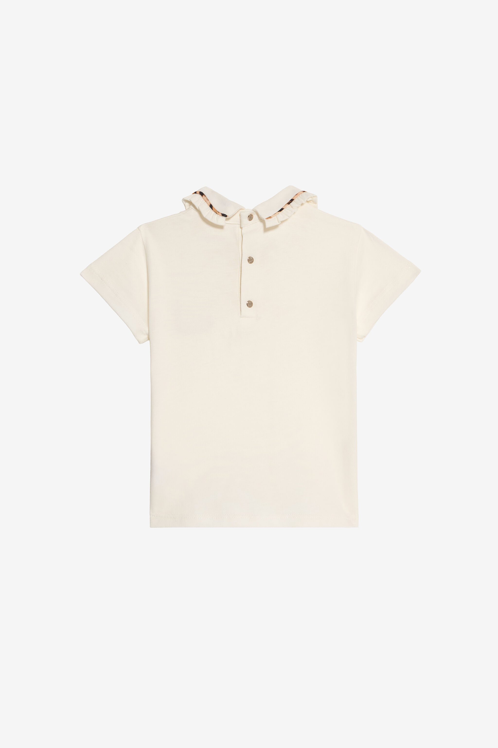 JU Ivory T-shirt With Leopard-Trim Collar JU Ivory T-shirt With Leopard-Trim Collar MILKY WHITE VJT600-JD001