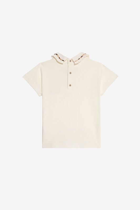 JU Ivory T-shirt With Leopard-Trim Collar JU Ivory T-shirt With Leopard-Trim Collar MILKY WHITE VJT600-JD001