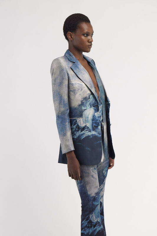 RC Single-breasted blazer with Denim Wild Leda print Dark blue RWT405-4QI16