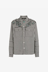 RC Turquoise-Embellished Gingham Jacket Black/White RRT752-AIC02
