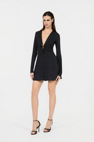 RC Vestido Con Estampado Serpentine Y Detalle Joya BLACK XQT152-NLS36