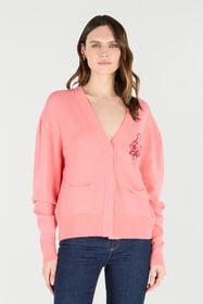 RC Cardigan Avec Monogramme Mirror Snake Rose VKM908-MQ013