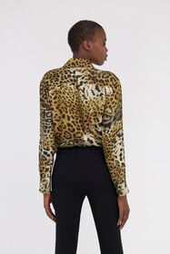RC Camicia in seta stampa Jaguar Skin Marrone chiaro SKT704-4QG34