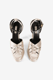 RC Caged leather platform sandals Ivory RKS008-FLR01