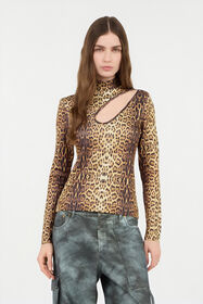 RC Leopard Print Cut-Out Sweater JAGUAR ROM60B-MSG34