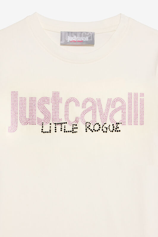 JC T-Shirt with Rhinestone Logo MARSHMALLOW XFT63F-JD005