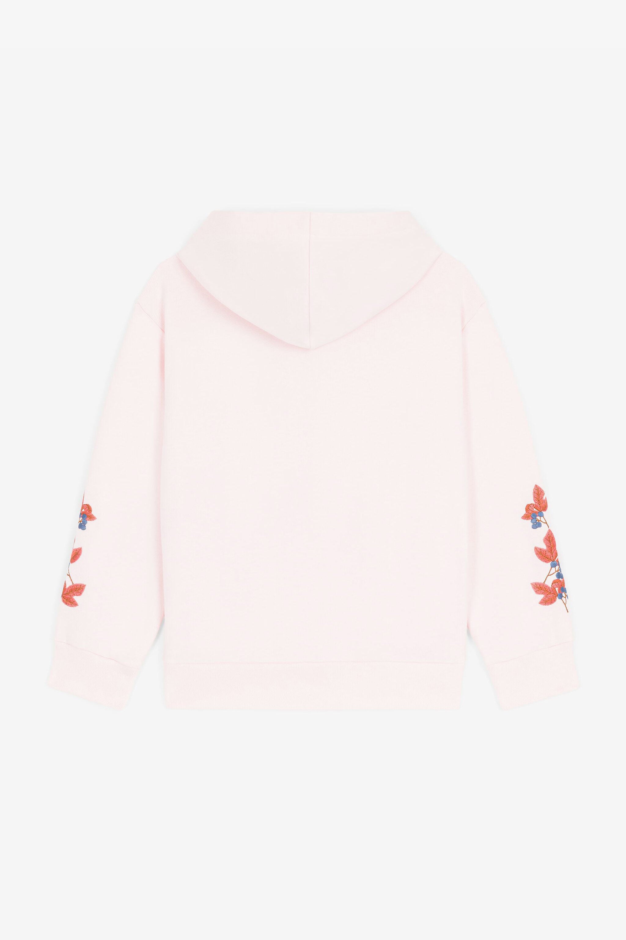 JU Embroidered-design cotton zipped hodie JU Embroidered-design cotton zipped hodie Pink RJT90T-CF050