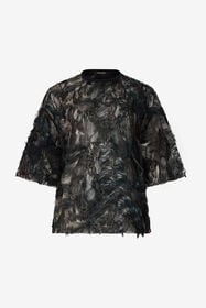 RC Camiseta con estampado Fur sobre encaje con efecto destroyed BLACK/BEIGE XWT644-7HT79