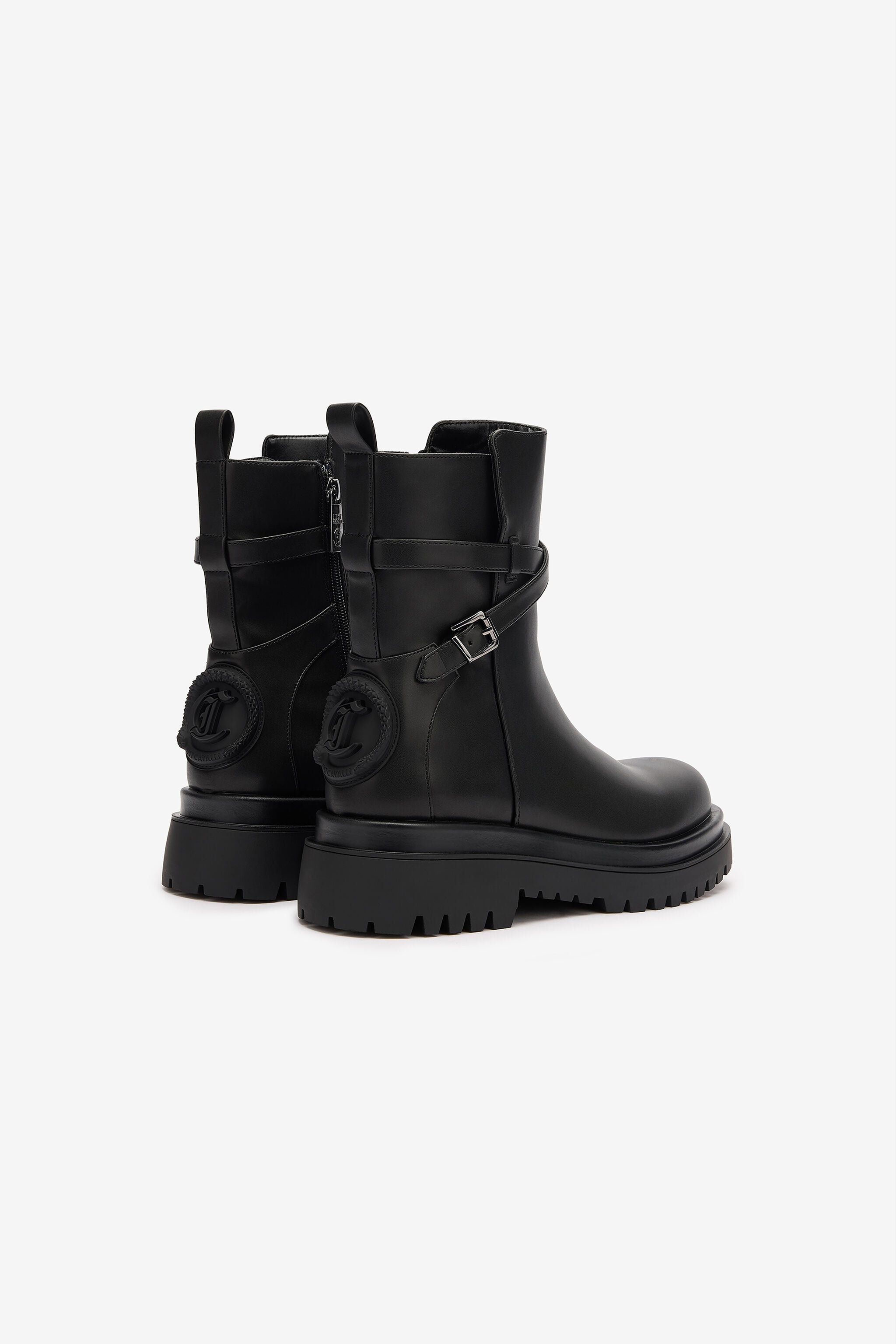 JC Combat Boots With Strap And JC Monogram JC Combat Boots With Strap And JC Monogram Black TFS036-TF269