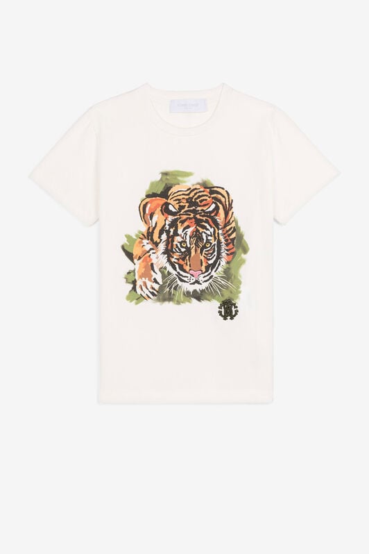 JU T-shirt con stampa Tiger JU T-shirt con stampa Tiger Bianco PJT699-JV025