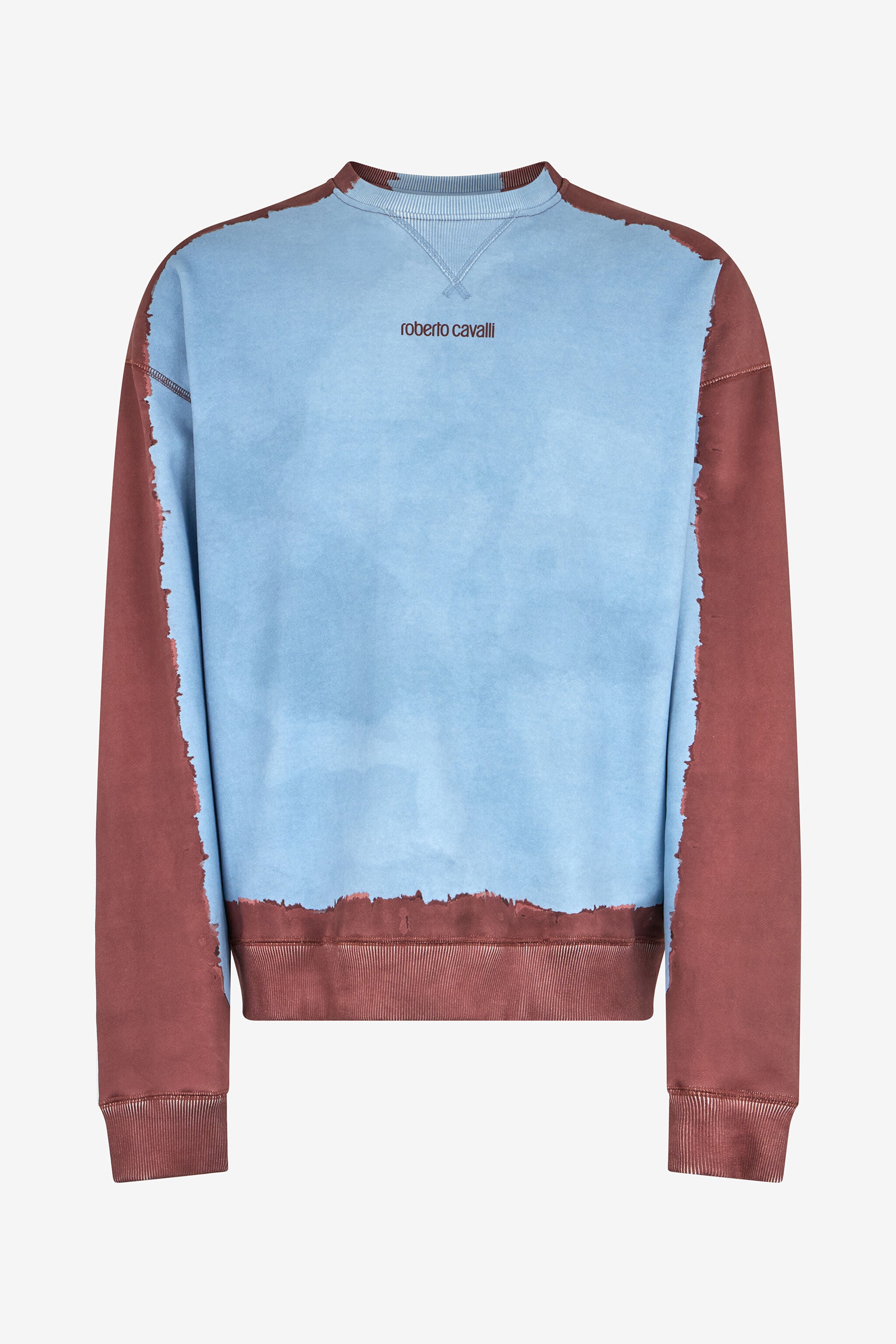 RC Distressed Sweatshirt In Hellblau Und Braun RC Distressed Sweatshirt In Hellblau Und Braun ENDLESS SKY WNT68H-CF050