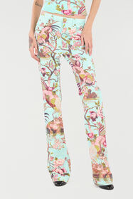 RC Pants With Oriental Bird Print RC Pants With Oriental Bird Print Blue/Pink VKJ221-DAP76