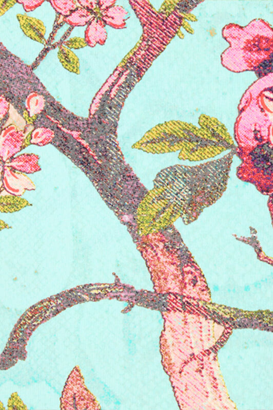 RC Top With Oriental Bird Print Blue/Pink VKT612-LNP76