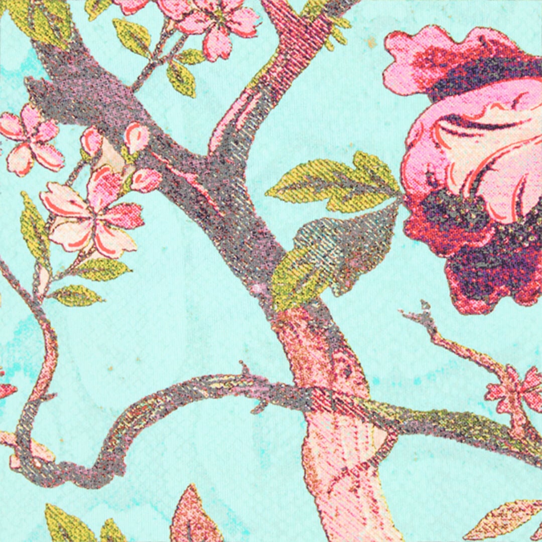 RC Top With Oriental Bird Print Blue/Pink VKT612-LNP76