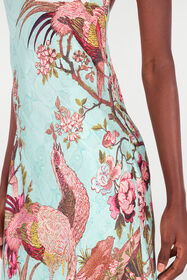 RC Slip Dress With Oriental Bird Print RC Slip Dress With Oriental Bird Print Blue/Pink VKT102-OZP76