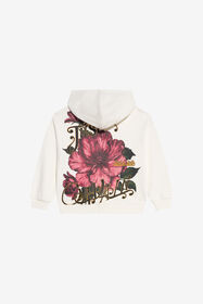 JC Ivory Zip-Up Hoodie with Pink Flower MARSHMALLOW XFT68A-CF026