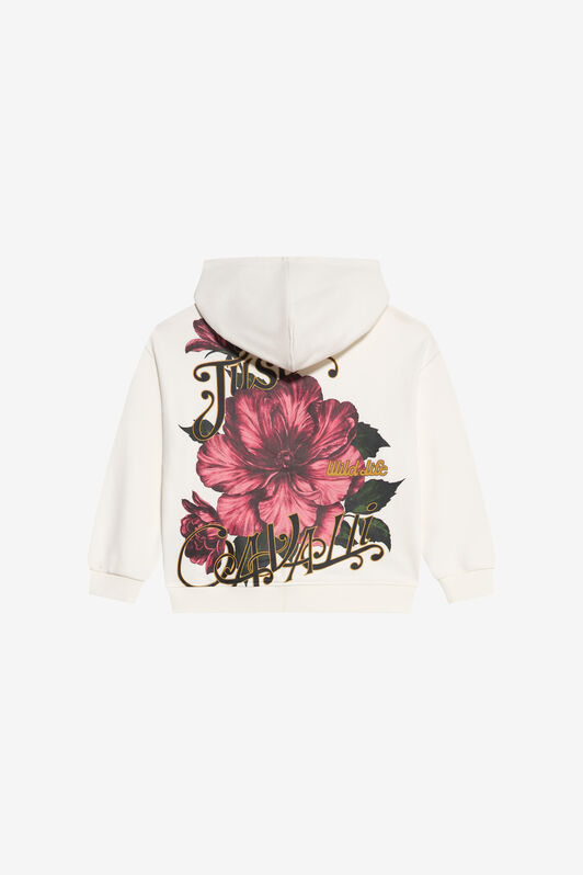 JC Ivory Zip-Up Hoodie with Pink Flower JC Ivory Zip-Up Hoodie with Pink Flower MARSHMALLOW XFT68A-CF026