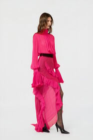 RC Abito In Chiffon Di Seta Rosa FUCHSIA XWT148-CC011