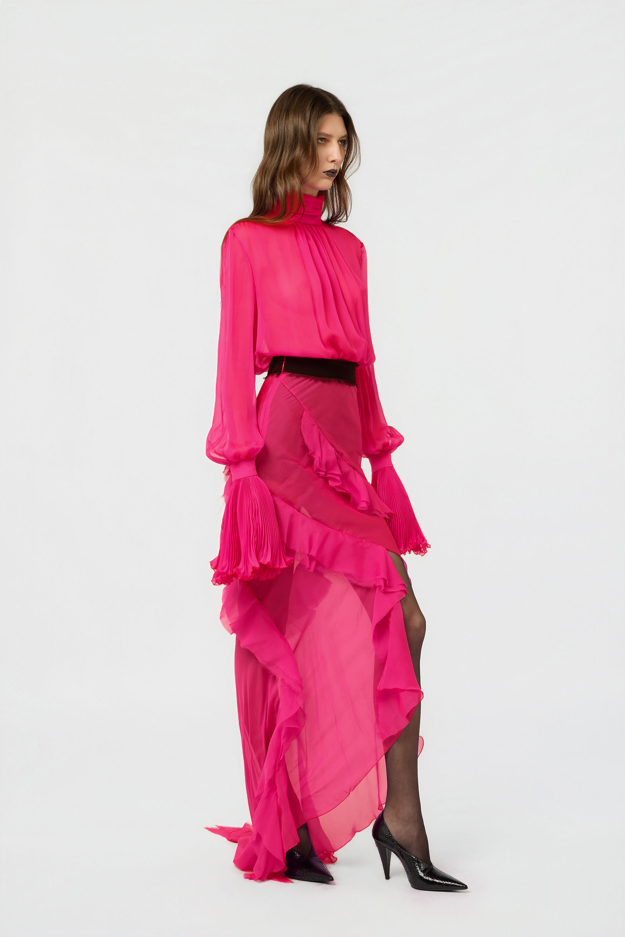 RC Abito In Chiffon Di Seta Rosa RC Abito In Chiffon Di Seta Rosa FUCHSIA XWT148-CC011