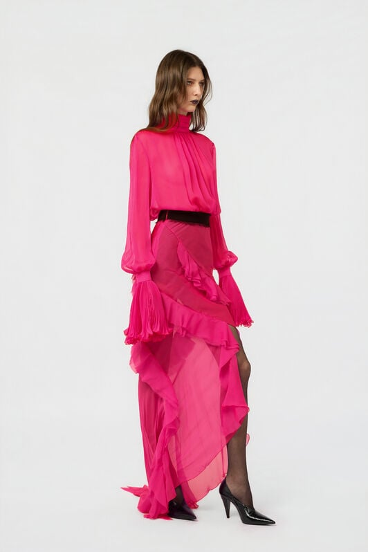 RC Abito In Chiffon Di Seta Rosa RC Abito In Chiffon Di Seta Rosa FUCHSIA XWT148-CC011