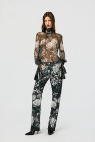 RC Blouse in Silk with Fiammingo Flowers Print BLACK/GREY XWT702-CKT77
