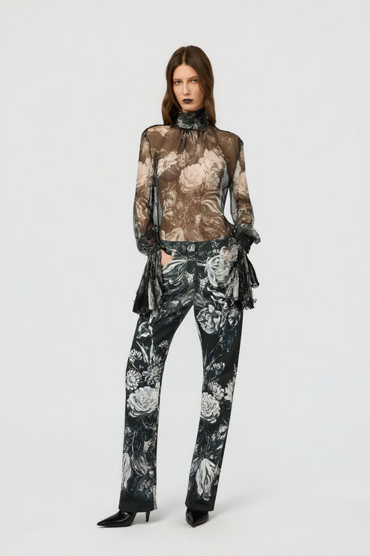 RC Blusa in seta con stampa Fiammingo Flowers RC Blusa in seta con stampa Fiammingo Flowers BLACK/GREY XWT702-CKT77