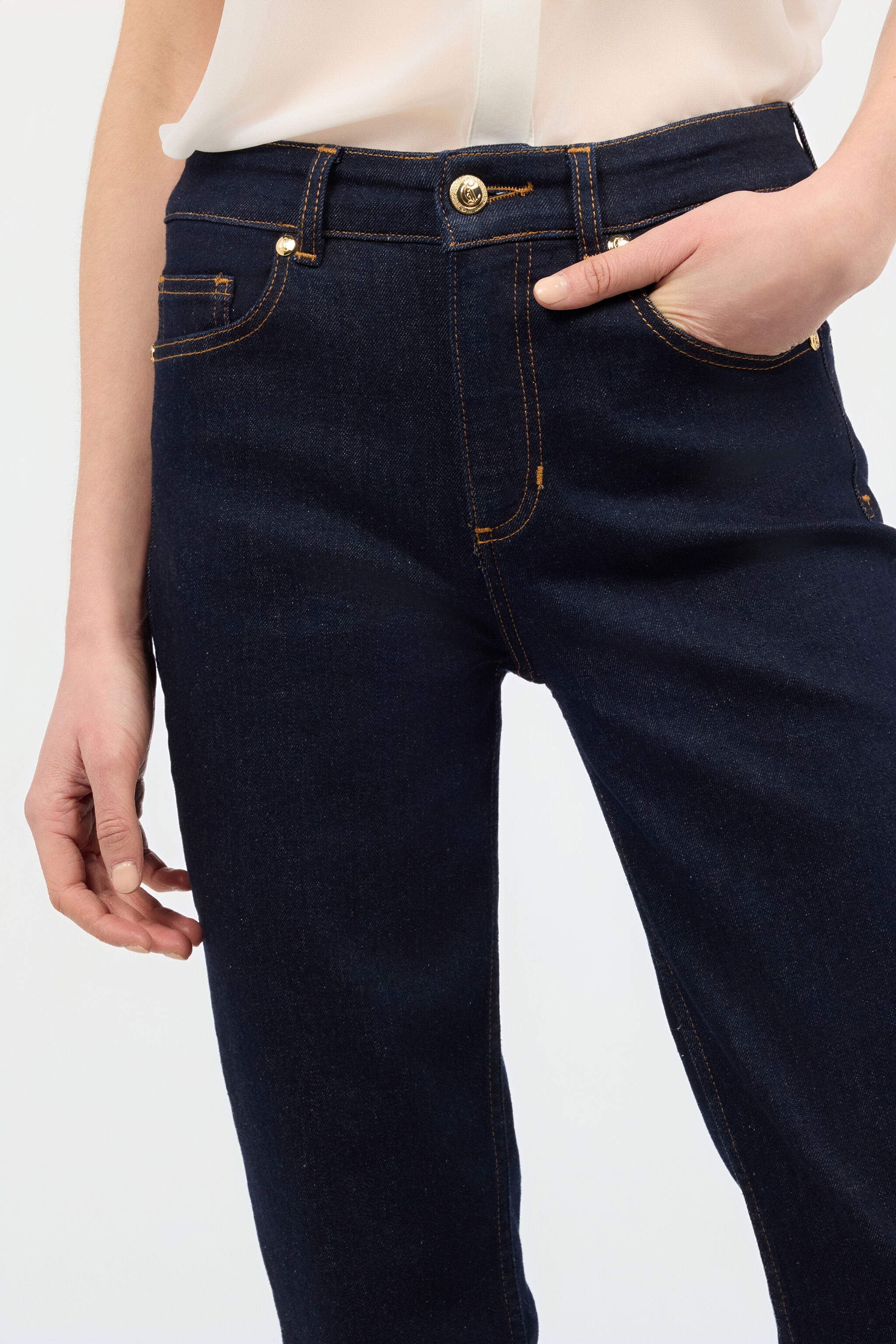 Straight-Leg Jeans With Embroidered Logo in Dark blue for Women