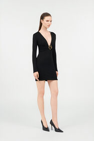 RC Vestido Negro Mini Con Escote Profundo BLACK WKT123-JE034