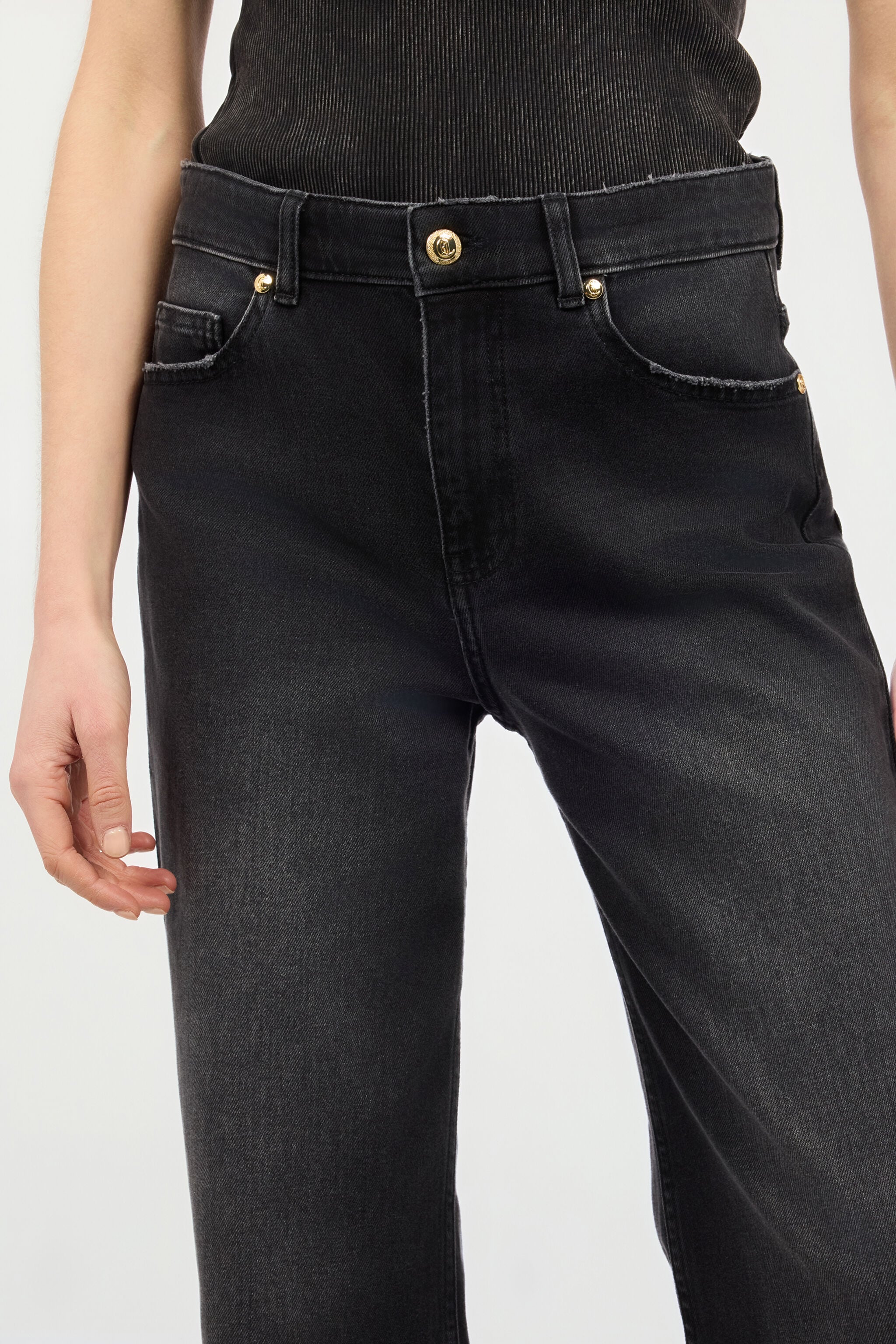 Jeans With Logo On The Back in Black for Women | Roberto Cavalli®