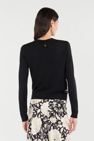 RC Silk-Blend Cardigan With Flowers Black/White VQM909-MQ002